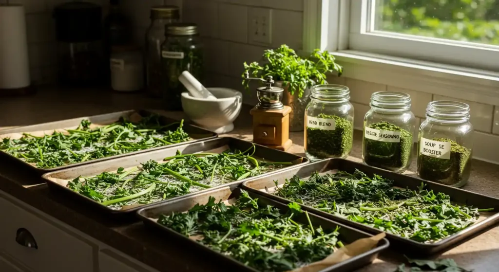What to Do With Leftover Leaves and Stems - dry seasoning