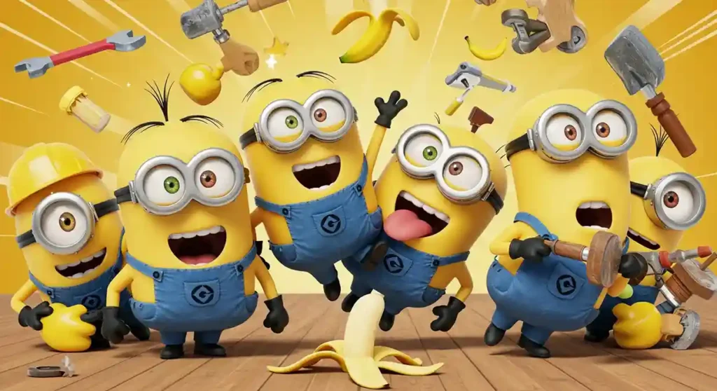 kids giggle on minion language